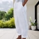 thumbnail image 5 of Pantalones largos y cómodos de lino y algodón estilo informal para mujer plisado elegante para vacaciones FLhrweasw Para estrenar, 5 of 8