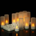 thumbnail image 3 of Velas LED recargables con control remoto, 12 piezas, luz cálida intermitente, ideales para decoración de bodas, Navidad y cenas elegantes. Incluyen copas esmeriladas y base de carga. Seguras y, 3 of 6