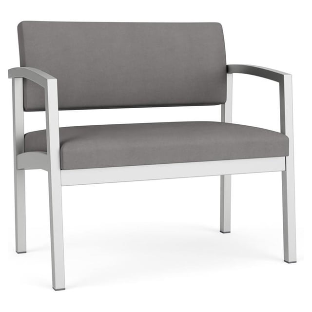 Chaise d'Attente pour Réception Bariatrique en Acier Lenox / Acier Argenté / Gris Pâle