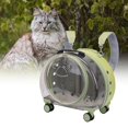 thumbnail image 2 of Bolsa portátil para gatitos, mochila con barra de tracción telescópica con ruedas, maleta duradera y ligera para mascotas, para pescar gatitos salient Verde translúcido Sunnimix Caja de la carretilla, 2 of 8