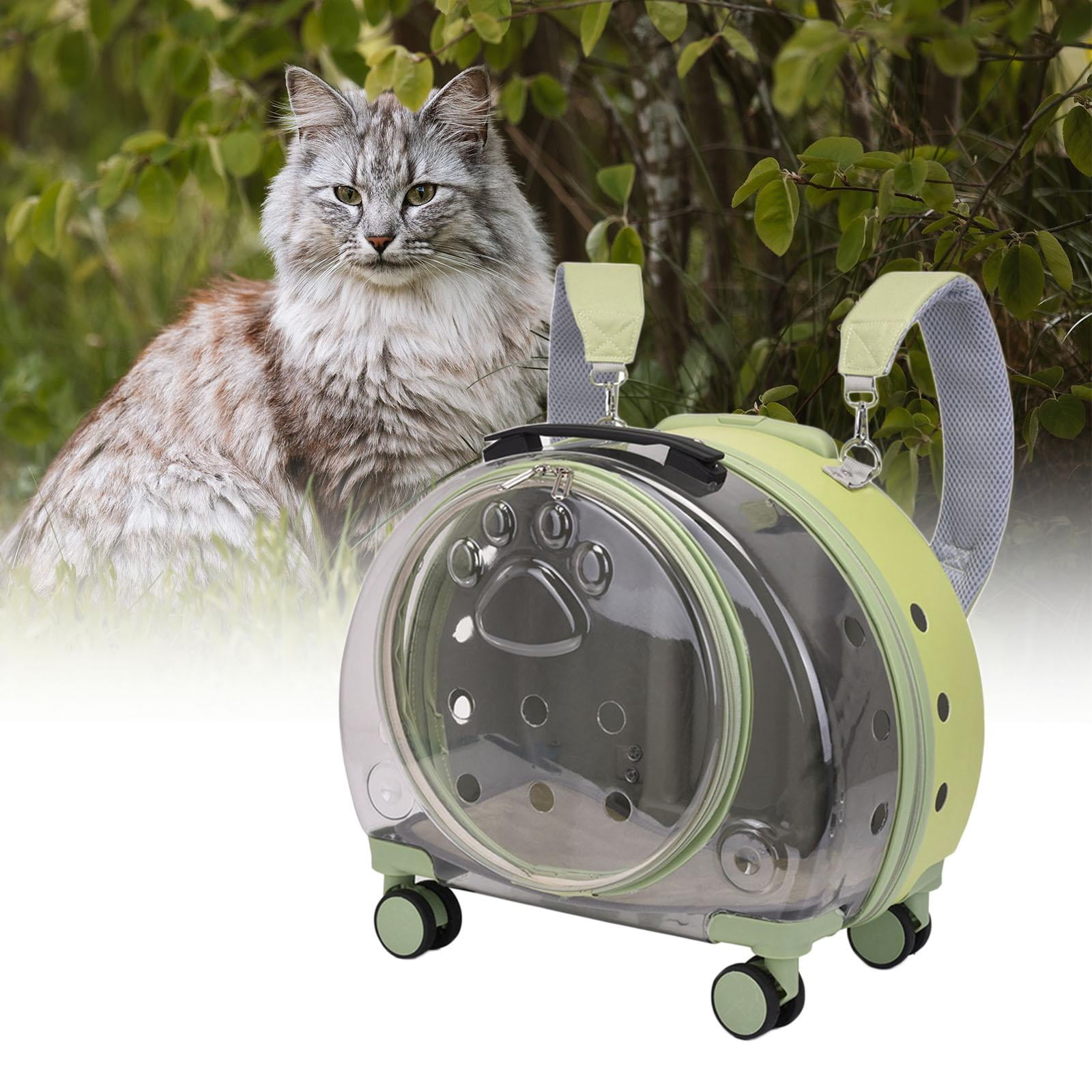 Multifunctional Kitten Bag Backpack Ventilated Large Capacity Handbag Detachable Mat Dog Trolley Case for Cats Small Dogs Outdoor Activities Translucent Green Walmart