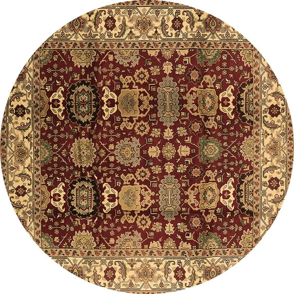 Ahgly Company Indoor Round Oriental Brown Traditional Area Rugs, 6' Round