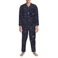 thumbnail image 3 of Balery Copper-Gold Gloss Outline Flower Pijama para Hombre de Dos Piezas con Manga Larga, Conjunto de Dormir y Descanso Suave con Bolsillos-X-Large, 3 of 7