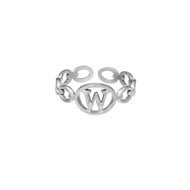 Anillo de 26 letras chapado en acero de titanio, anillo de dedo índice con apertura en inglés, anillo hueco Wmkox8yi sjalhkljlk2012
