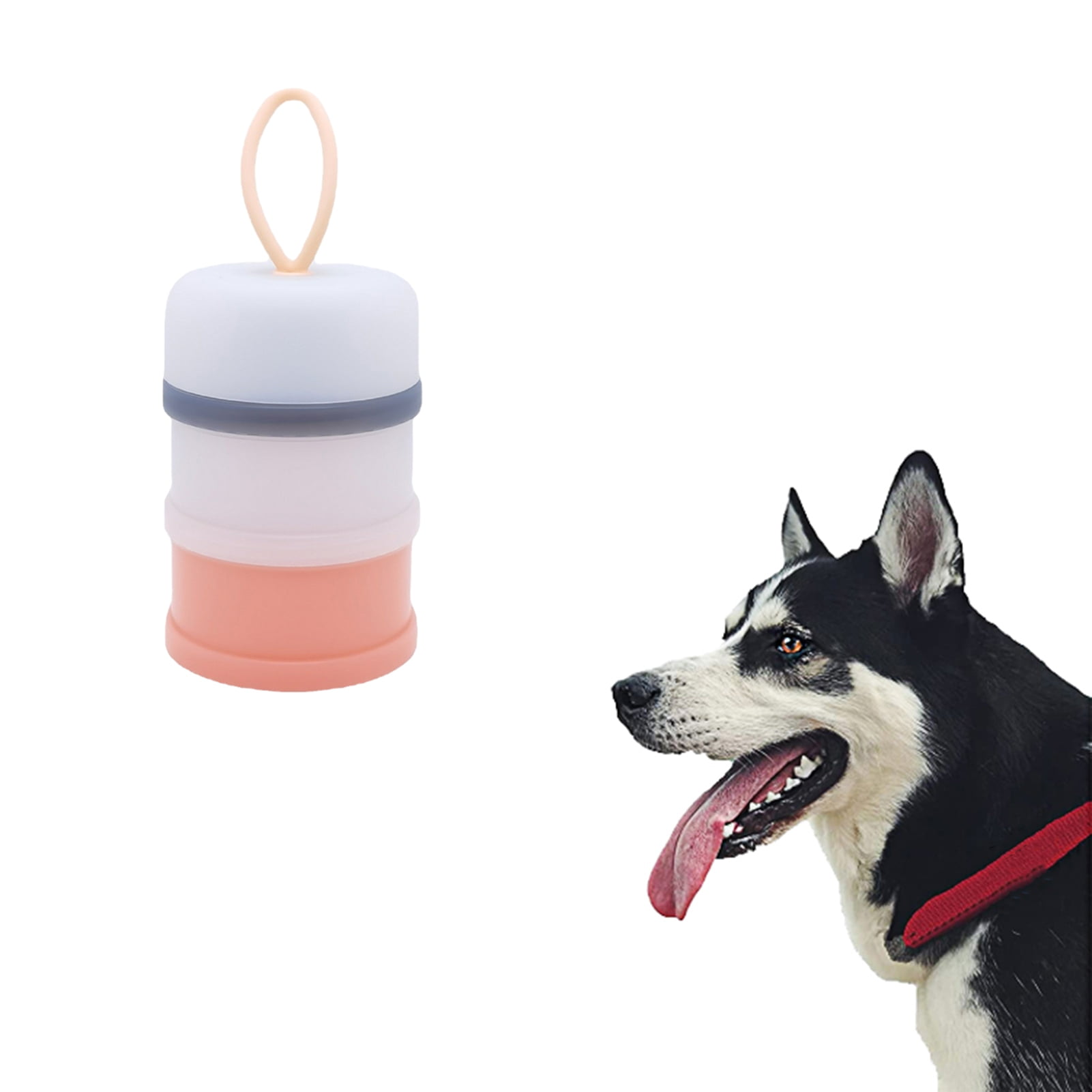 Pet Food Travel Container Pet Food Bucket Portable Lanyard Design 2 3 Layer Cat Food Container Durable Wear resistant Divided Pet Food Storage High