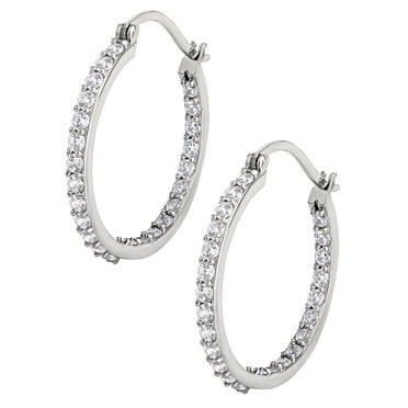 Believe by Brilliance Women's Cubic Zirconia Hoop Earrings