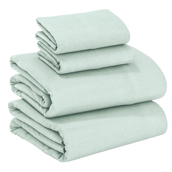 RUVANTI Flannel Sheets Queen Size - Velvety Soft & Comfortable - 100% Cotton Brushed Bed Sheet Set - Deep Pockets 16 Inches - Breathable, Warm & Cozy -4 Pcs- Mint