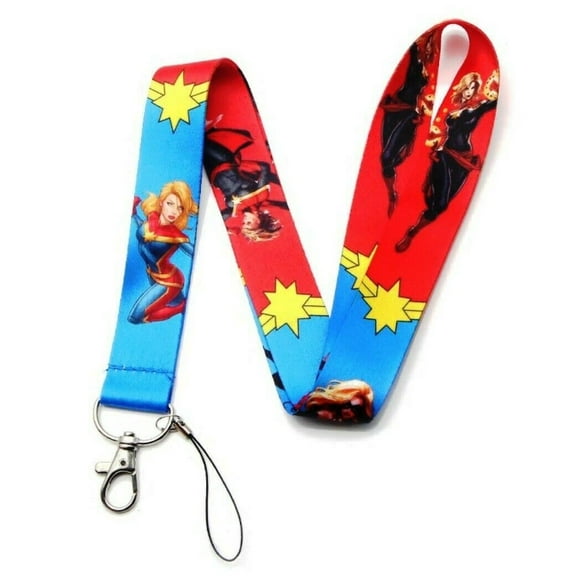 Captain Marvel Character And Logo Lanyard ID Holder Keychain