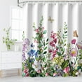 thumbnail image 2 of Floral Shower Curtain Flower Shower Curtain for Bathroom Colorful Plant Botanical Wildflower Flowered Shower Curtains with 12 Hooks Decorative Fabric Leaf Greenery, 72" W x 72" H, 2 of 5