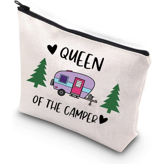Camping Gift Queen Of Camper Zipper Pouch Makeup Bag Camper Gift for Women