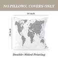 thumbnail image 4 of LALILO Throw Pillow Covers Earth World Map White Gray Black Flat Cushion Cover 18" x 18", 2 Pack, 4 of 6