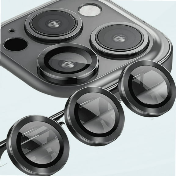 For Iphone 12 Pro Max Camera Lens Protector, Metal Full Cover Tempered Glass Circle Screen Protection For Iphone 6.7'' - Graphite Black