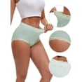 thumbnail image 3 of DARING DIVA Women's High Waisted Lace Trim Briefs Full Coverage Panties L Dark Green, 3 of 6