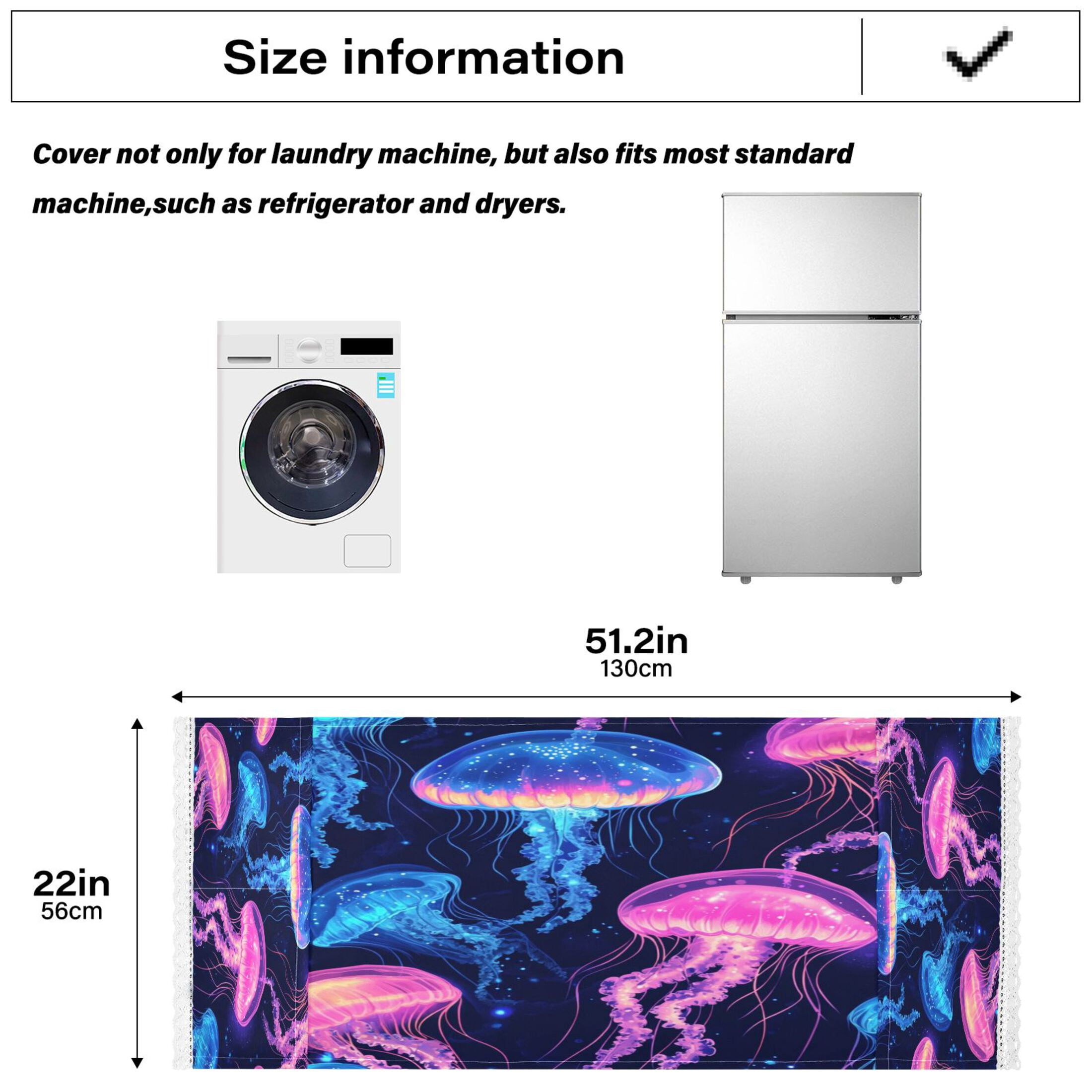 WOBOGO Luminous Jellyfish Washing Machine Cloth Dryer Refrigerator Top Cover Protective Non-Slip Mat For Kitchen Laundry