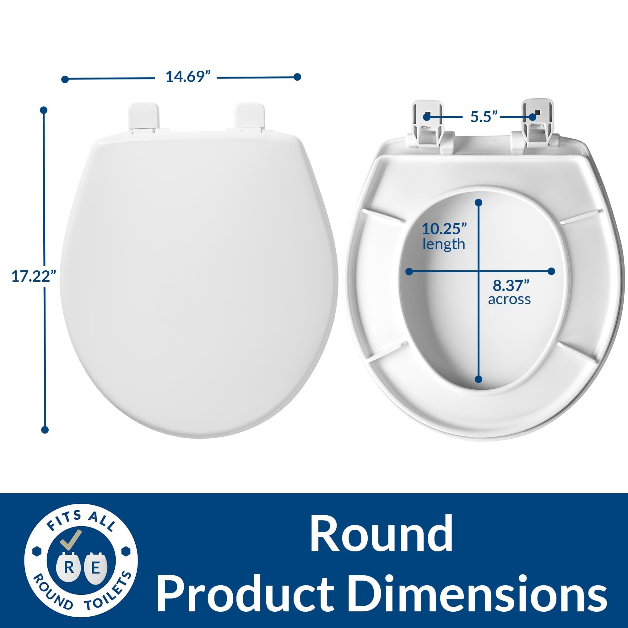 Mayfair Slow Close Round White Plastic Toilet Seat