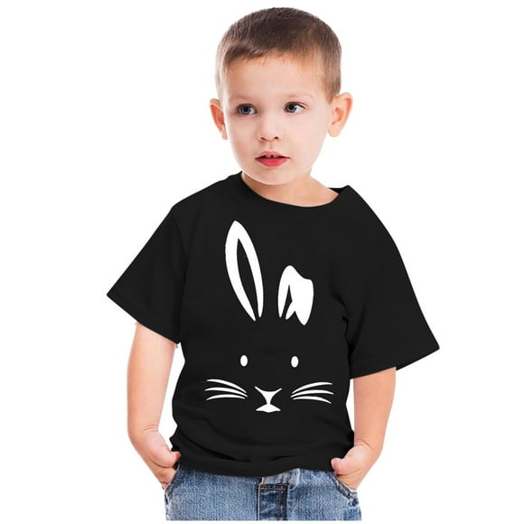 EGNMCR Easter Bunny Eggs Print Easter Outfits For Girls Boys Easter Outfit Toddler Kids Boys Girls Fashion Cute Round Neck Print Short Sleeve Top Easter Gifts For Kids