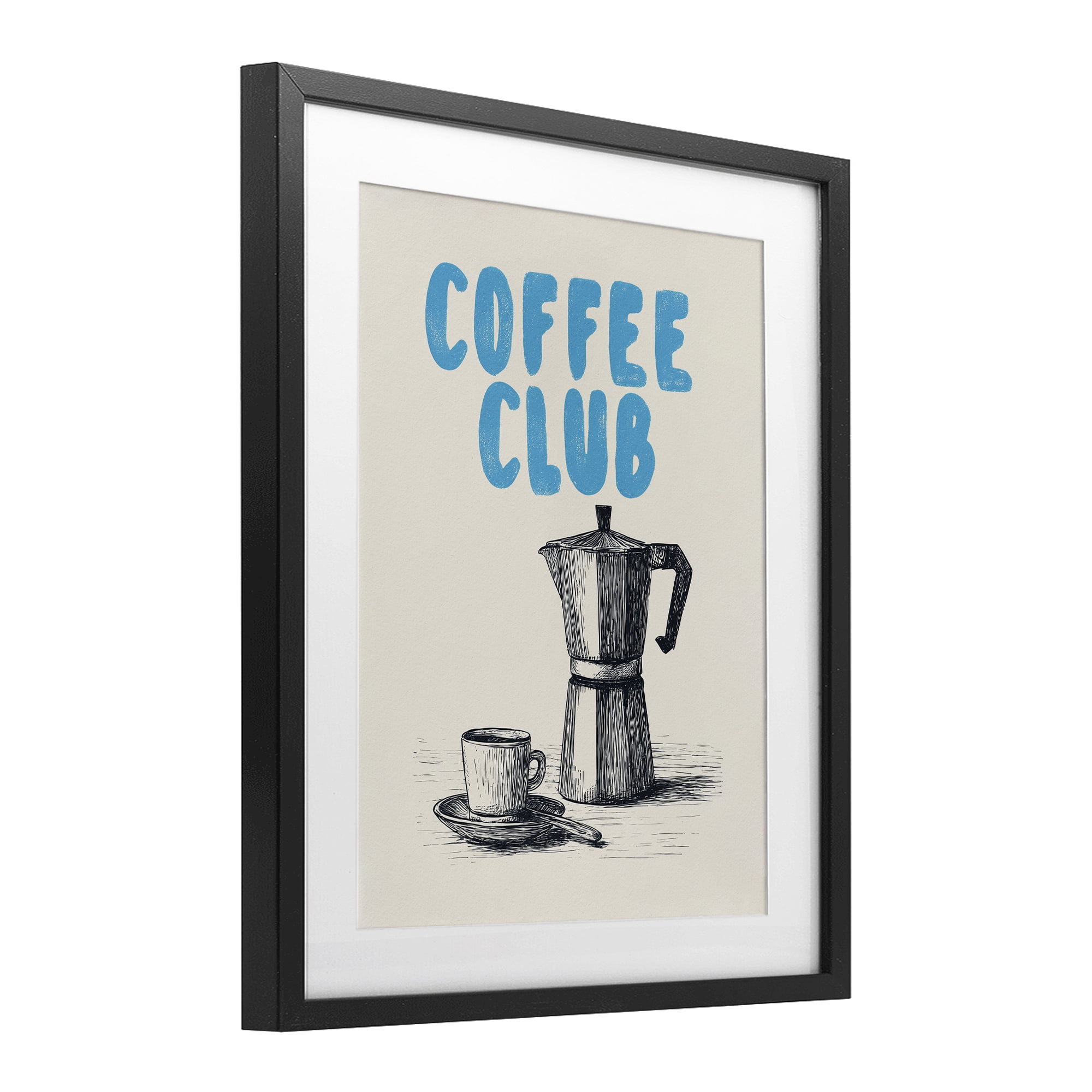 Stupell Industries Coffee Club Retro Drawing Black Framed Print Under Glass, design by Andreas Magnusson