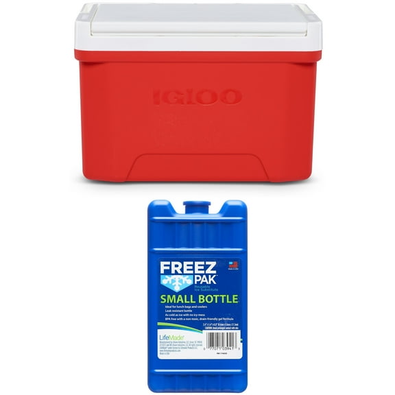 Igloo 9 QT Laguna Ice Chest Cooler, Red, 1 Count and Freez Pak Small Ice Pack, 1 Count