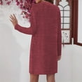thumbnail image 4 of Heisall Womens Dresses Casual Fashion Solid Color Long Sleeve Round Neck Button Front Mid-Length Loose Fit Dress, 4 of 8