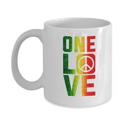 Peace Sign Mug - One Love - Rasta Man Gifts - 11 oz Ceramic Coffee Cup