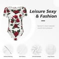 thumbnail image 6 of Naloa Rose Flowers Women's Short-Sleeved Onesie, One-Piece Swimsuit for Parties, dates, clubs - Large, 6 of 9