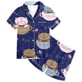 thumbnail image 5 of Girls Cute Printed Short Sleeve Button Up Pajama Set with Comfortable Shorts for Cozy Home Wear, 5 of 5