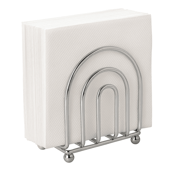 Chrome Napkin Holder for Kitchen Counter or Dining Table – Metal Napkin Stand with Raised Base for Standard and Café Napkins – Durable Indoor Use by Dependable Industries