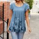 thumbnail image 4 of Camisetas con estampado de cuello redondo para mujer Elegantes camisetas informales de primavera y verano con cuello en V y manga Ruck Blusa Tops Camisa de manga corta OAVQHLG3B Store  lin121212, 4 of 5