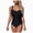 A Black, variant on Women's High Stretch Plain Athletic One Piece Swimsuit Model GM26033, 80% Polyester 20% Spandex, for Water Activities Beach Vacation, Color Army Green, Size M