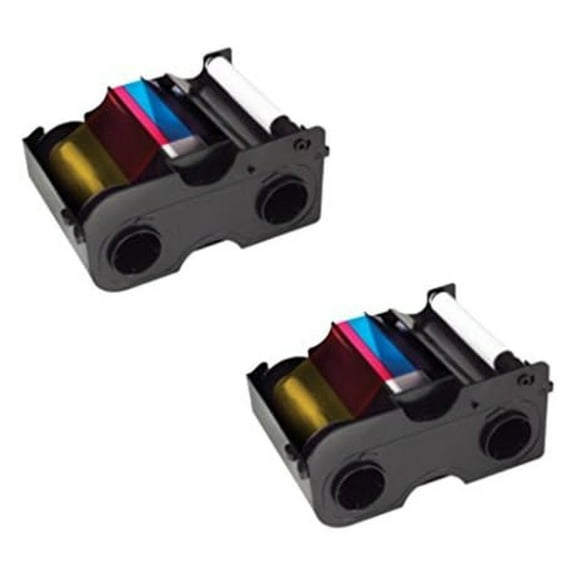 Fargo Printer YMCKO Color Ribbons for DTC1000 and DTC1250e - 2 Pack Bundle Basic Cards