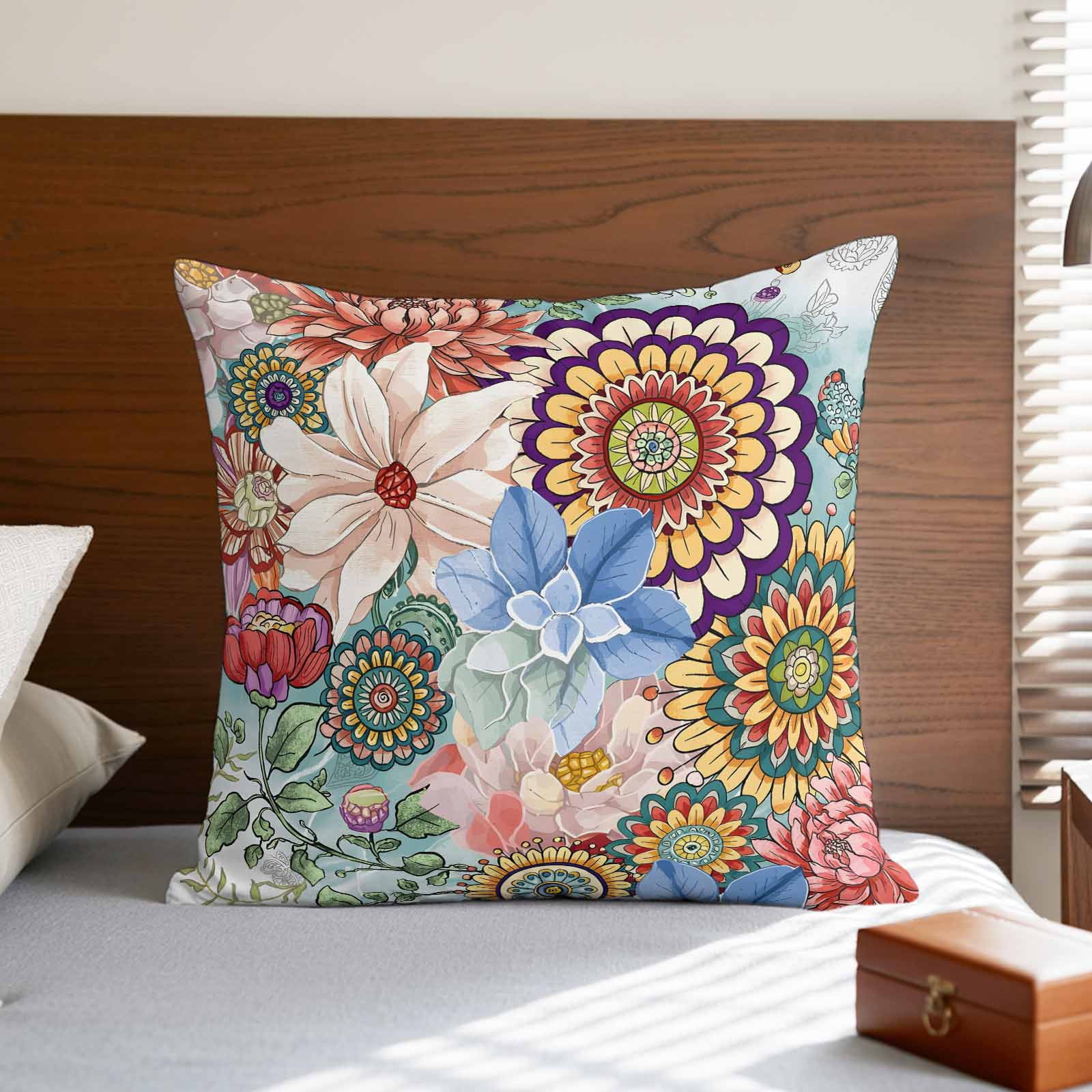 Boho Floral Pillow Covers 20x20 Inch, Spring Vintage Abstract Art Flowers Linen Pillowcase with Invisible Zipper, Decorative Throw Pillow Covers Cushion Case for Couch Sofa Bed Living Room