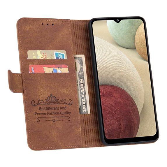 Allytech Magnetic Clasp Wallet Case Fit For Samsung Galaxy A22 4G 6.4 inch Leather Wallet Case Flip Card Slots Kickstand Folio Phone Cover For Samsung Galaxy A22 4G,Brown