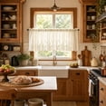 thumbnail image 4 of Kitchen Cafe Curtains, Sheer Lace Short Tiers 55x24in Rod Pocket Finished Voile Drapes for Small Windows Bathroom and Cafe Bistro Window Treatments, Blue, 4 of 7