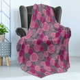 thumbnail image 4 of Pink and Grey Soft Flannel Fleece Blanket, Doodle Style Lace Swirled Circle Flower Pattern Ornamental Flourish, Cozy Plush for Indoor and Outdoor Use, 50" x 60", Fuchsia Magenta Grey, by Ambesonne, 4 of 5