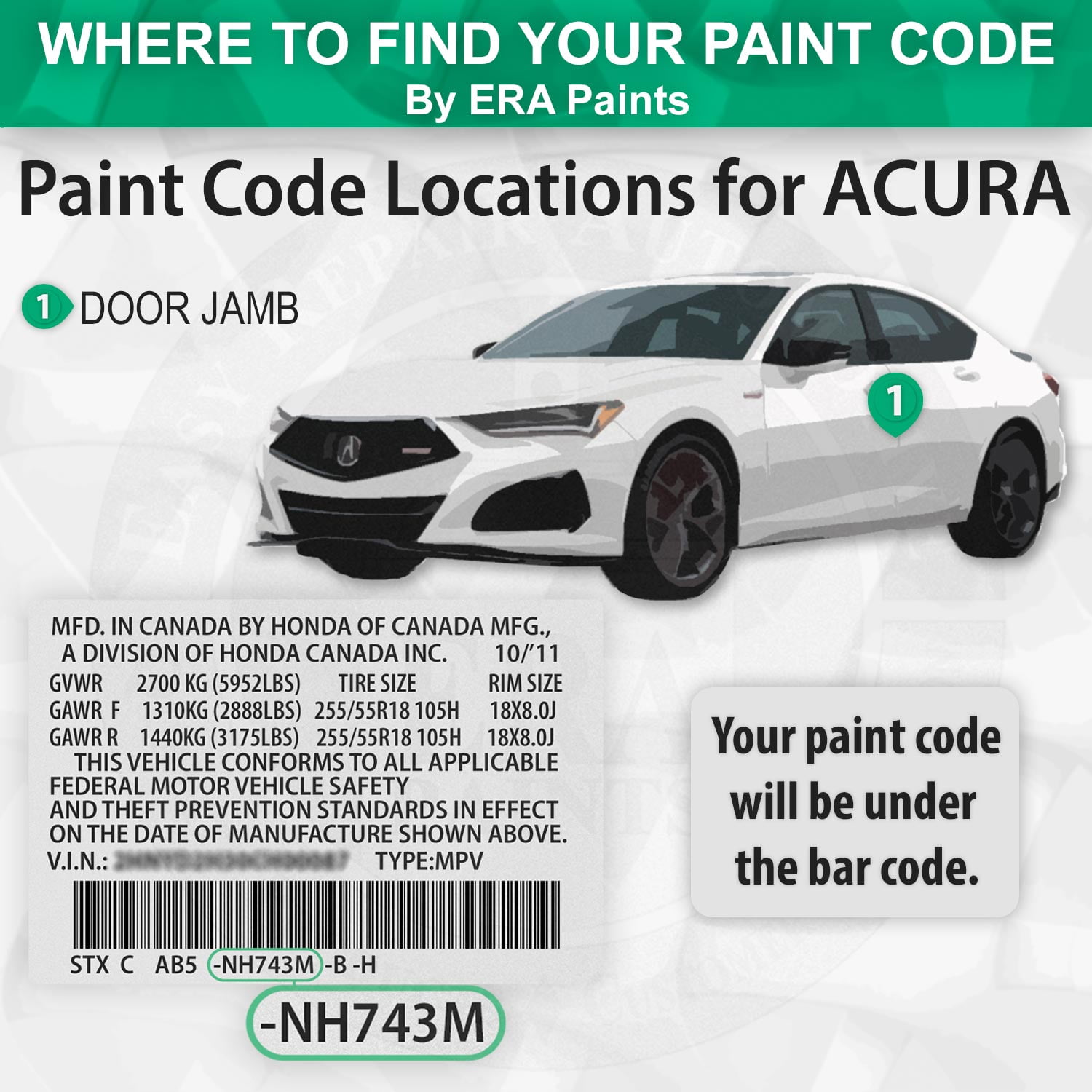 ERA Paints G83P - Eucalyptus Green Pearl for ACURA Exact Match Spray Paint Spray - Essential Kit w/ 2K SprayMax Clearcoat