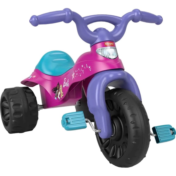 Fisher-Price Toddler Tricycle Barbie Tough Trike, Toy Bike with Handlebar Grips & Storage for Outdoor Play Kids Ages 2 Years