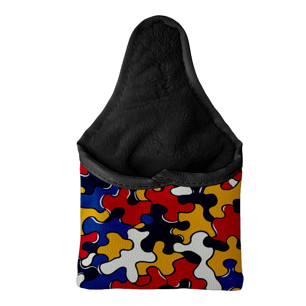Golf Mallet Putter Cover Premium Leather Waterproof Golf Putter Head Cover with Magnetic Closure Puzzle Pieces