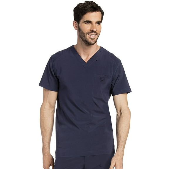 Landau Essentials Scrub Top for Men: Welt Chest Pocket, Modern Fit, V-Neck Medical 4142