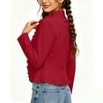 thumbnail image 6 of BUIGTTKLOP Cardigans for Wome Open Front Long Sleeve Ruffle Fall Jackets Solid Color Cropped Top Coat 2026 Trendy Jacket, 6 of 8