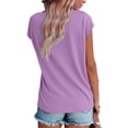thumbnail image 2 of Fantaslook Lace Womens Blouses Cap Sleeve V Neck T Shirts for Women Summer Casual Tops, 2 of 9