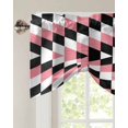 thumbnail image 3 of Tie Up Valance Curtain for Kitchen,Retro Aztec Black Pink Geometric Rod Pocket Short Curtains Adjustable Tie-Up Shade Valances,Abstract Checkered Window Treatment for Bathroom Living Room Bedroom, 3 of 8