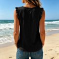 thumbnail image 4 of Kingdiese Womens Ruffle Neck Sleeveless Tank Top Summer Loose Fit Casual Blouse Athletic Short Sleeve Shirt Women, Size L, 4 of 6