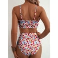 thumbnail image 5 of Eytino High Waisted Bathing Suits for Women Two Piece Swimsuit Floral Print Ruffle Trim Bikini Set Lace Up Front Swimwear M, 5 of 7