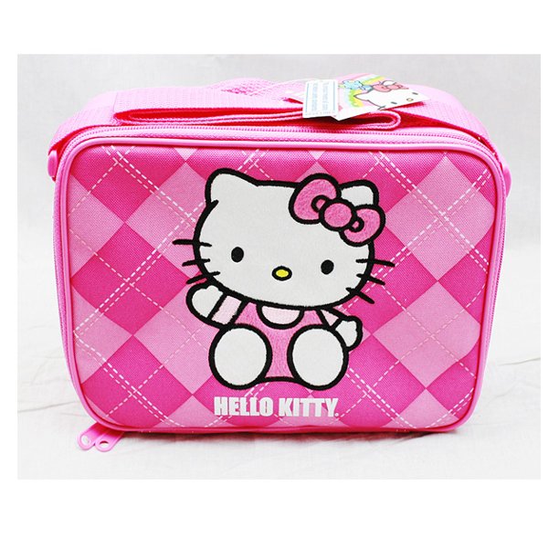 Hello Lunch Bag Hello Kitty Pink Checker New Case Girls Gifts