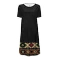 thumbnail image 4 of SMihono Robe d'Été Boho pour Femmes Grande Taille Mode Femmes Décontractée Col Rond Imprimé Manches Courtes Robe avec Poche, 4 of 5