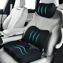 Florich Seat Cushion with Headrest&Lumbar Support Pillow, 3 PCS Ergonomic Memory Foam Back Support, Use for Office Chair/Car/Wheelchair, Black