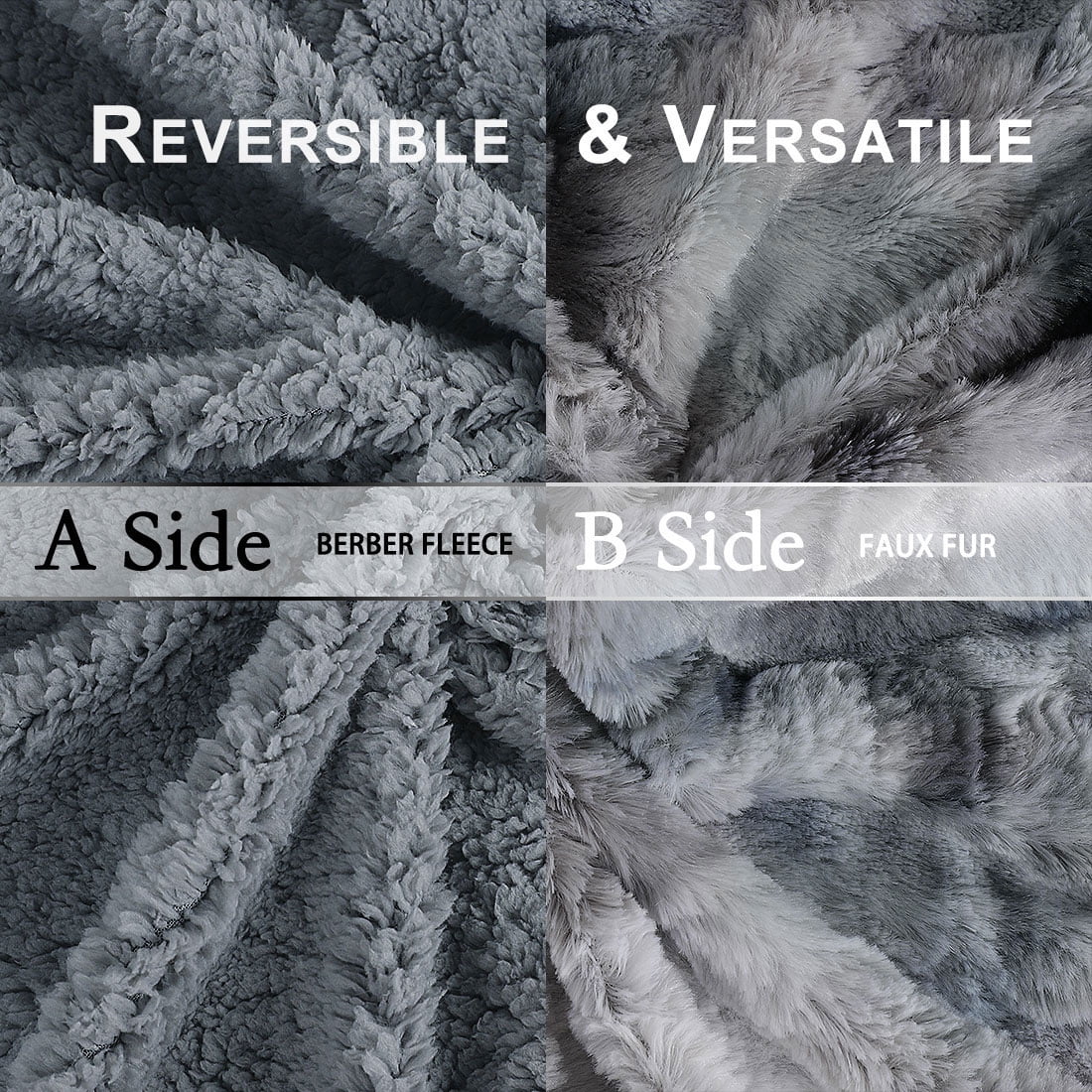 Unique Bargains Faux Fur Shaggy Sherpa Throw Blanket, 50" x 60", Slate Gray
