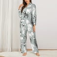 thumbnail image 3 of Junzan African Animals Print Womens Pajama Sets,Long Sleeve Button Down For Women Pjs 2 Piece, 3 of 9