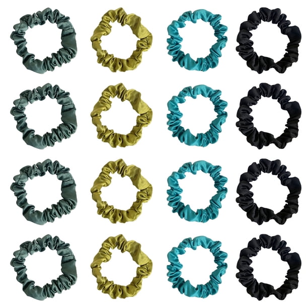 16 bandas elásticas de satén para el pelo, cómodas coleteros de seda, lazos para el pelo, cuerdas elásticas, soportes para cola de caballo para mujeres y niñas, accesorios para el cabello, regalo