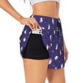 thumbnail image 2 of Bixox Women's Astronaut Rabbit pattern 2 in 1 Running Shorts - Lightweight Athletic Workout Gym Yoga Shorts Liner with Pockets - Small, 2 of 7